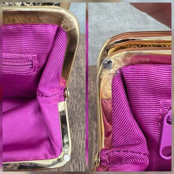 HOBO Lauren Wallet Clutch Iridescent Exotic Metallic Reptile Snake Print Leather - Picture 11 of 15